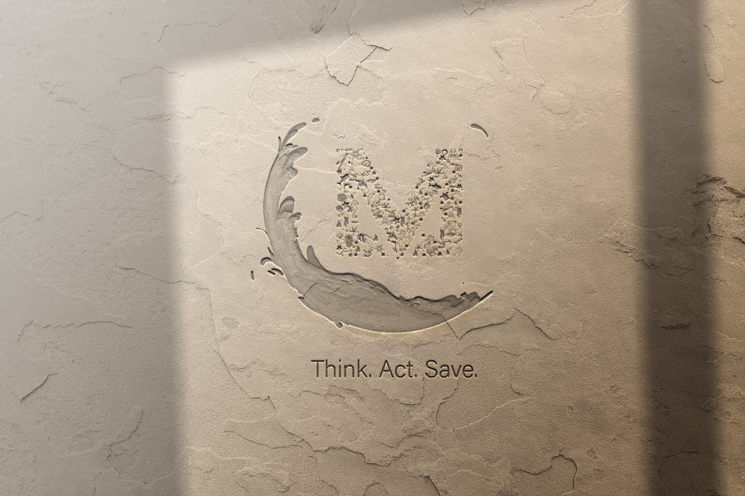 The mark embossed into a plaster surface